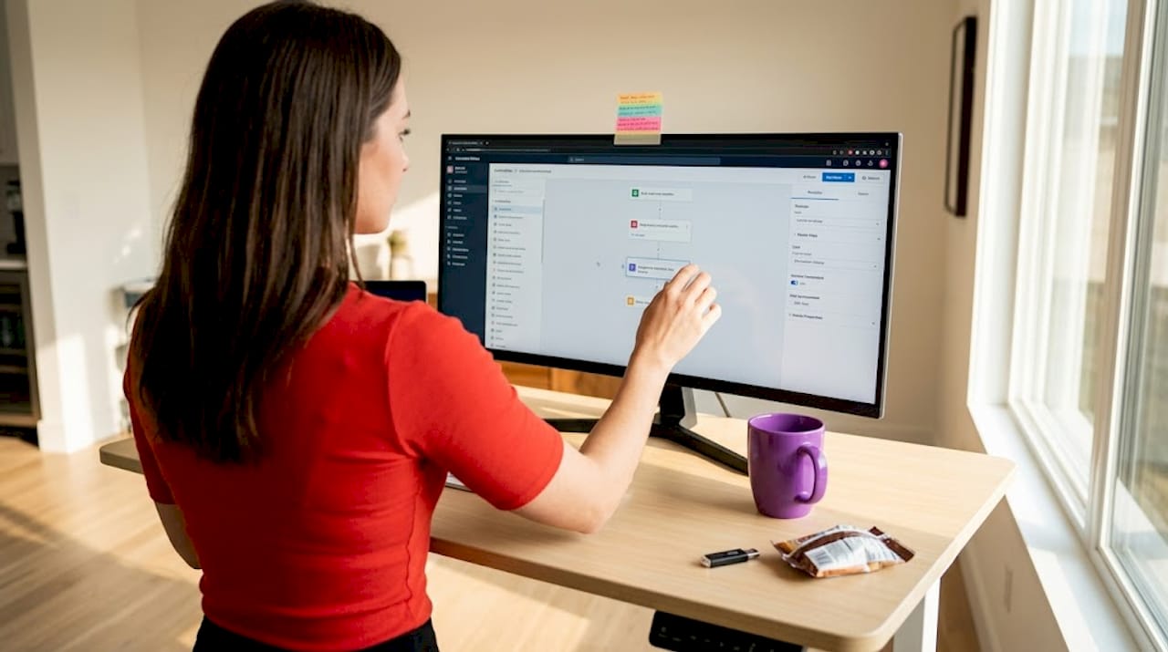 Employee adjusting process automation on screen