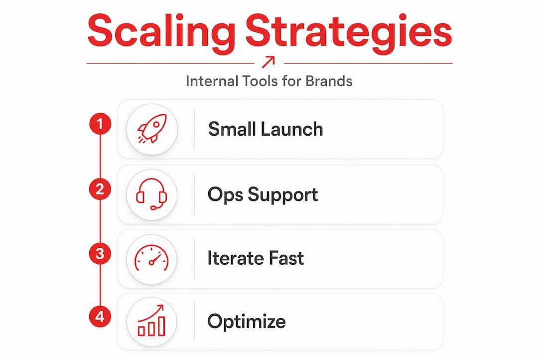 Infographic showing internal tool scaling process