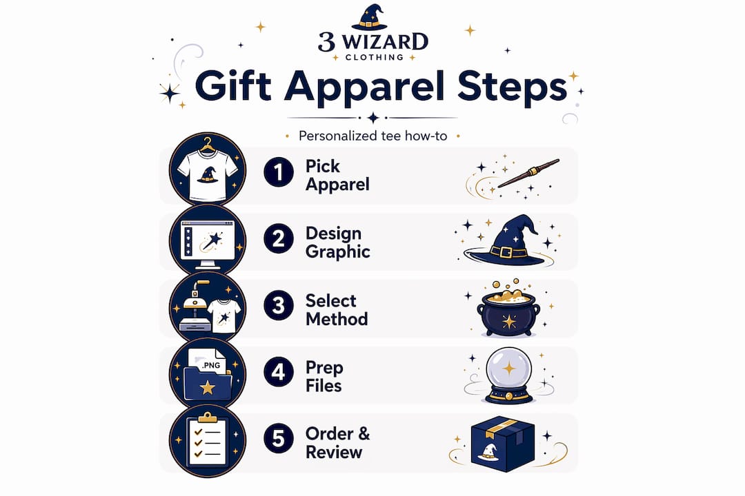 Infographic showing steps to create personalized apparel gift