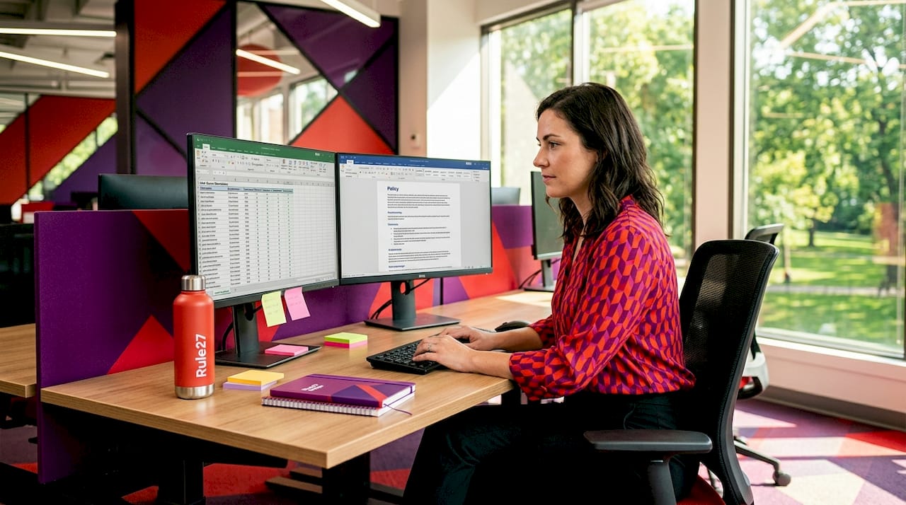Manager reviewing digital document permissions
