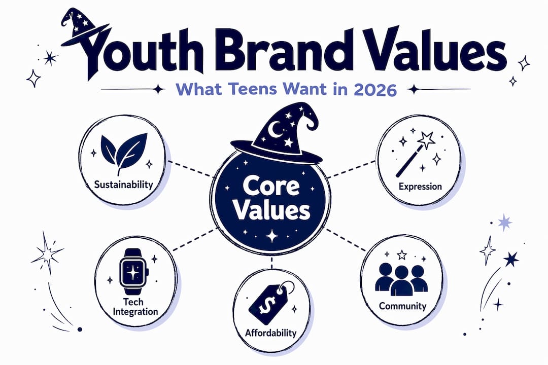 Infographic visualizing core youth fashion brand values