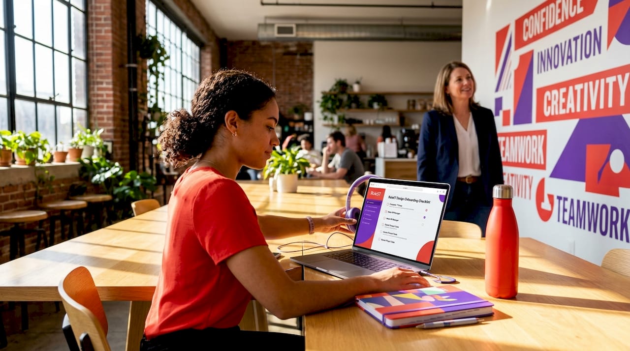 Employee starts onboarding with digital workflow tools