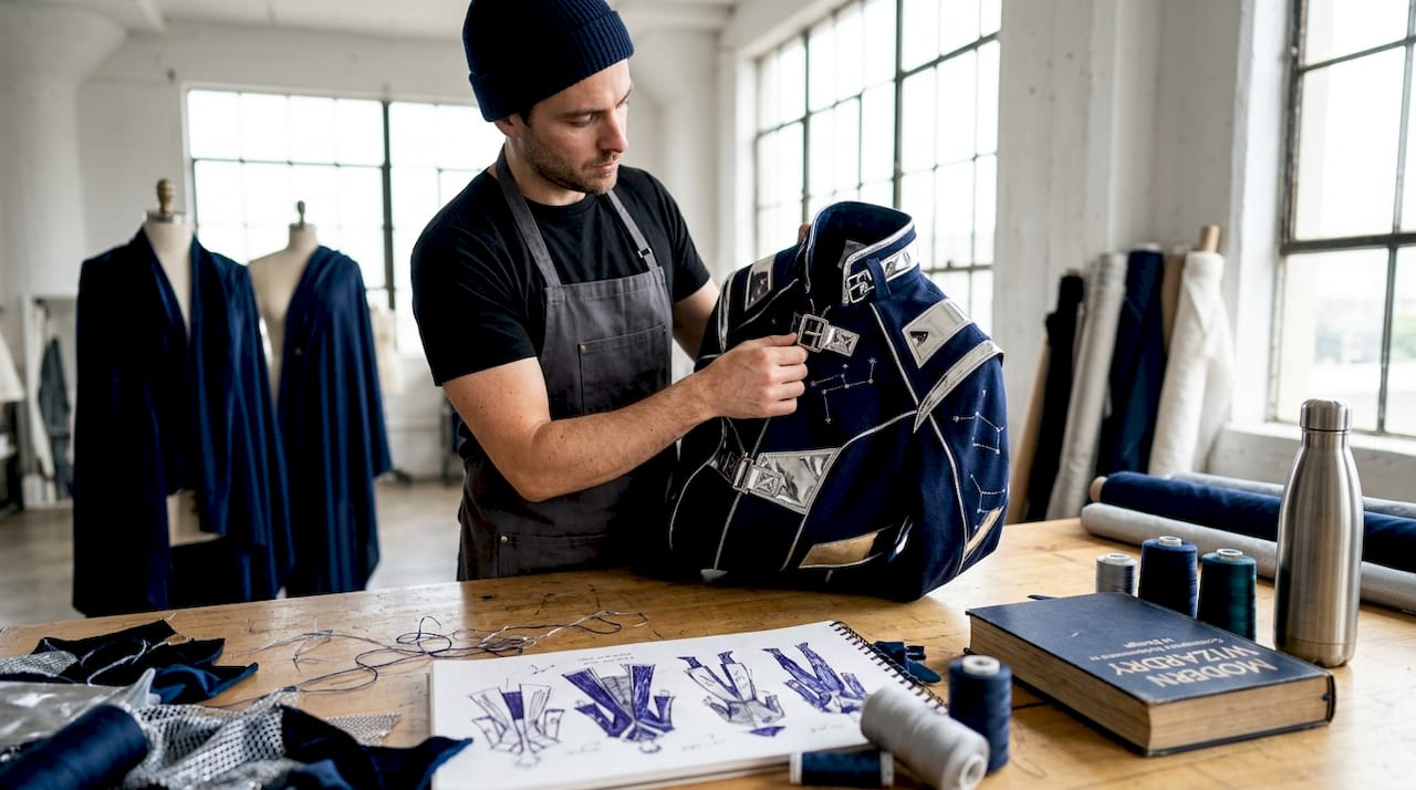 Designer assembles chrome retro jacket