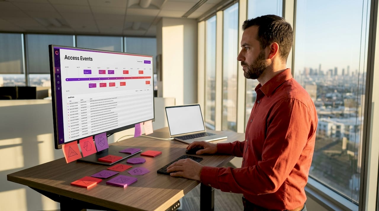 Security analyst reviewing SaaS access logs