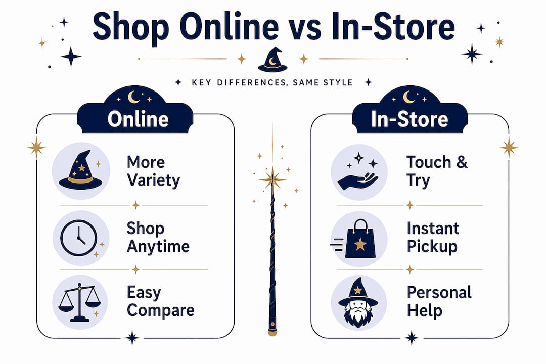 Infographic comparing online and in-store casual wear shopping