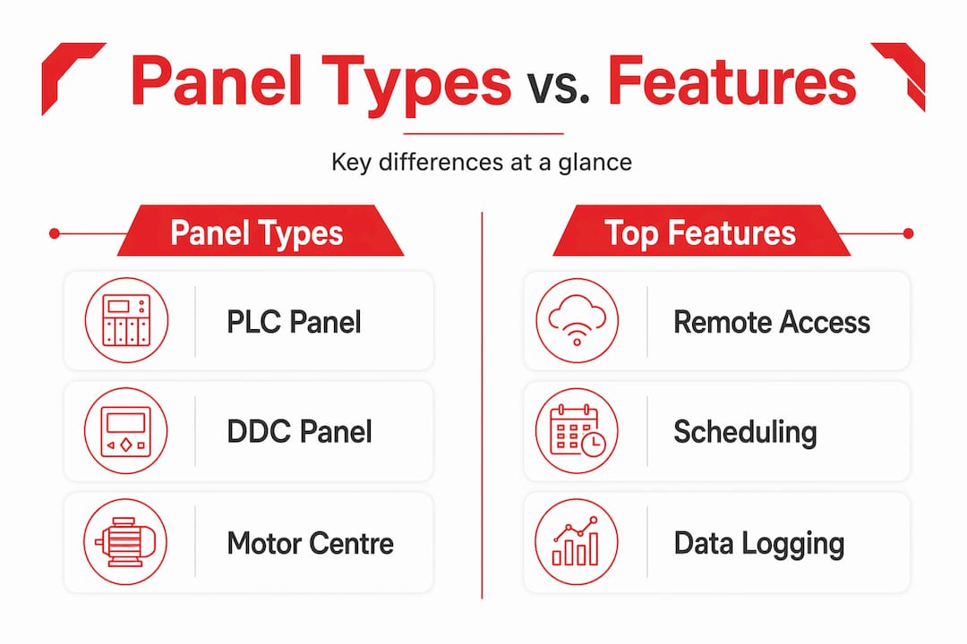 Infographic comparing panel types and features