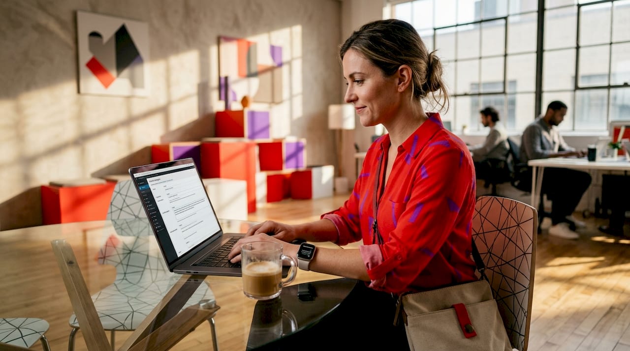 Marketer editing website metadata at café
