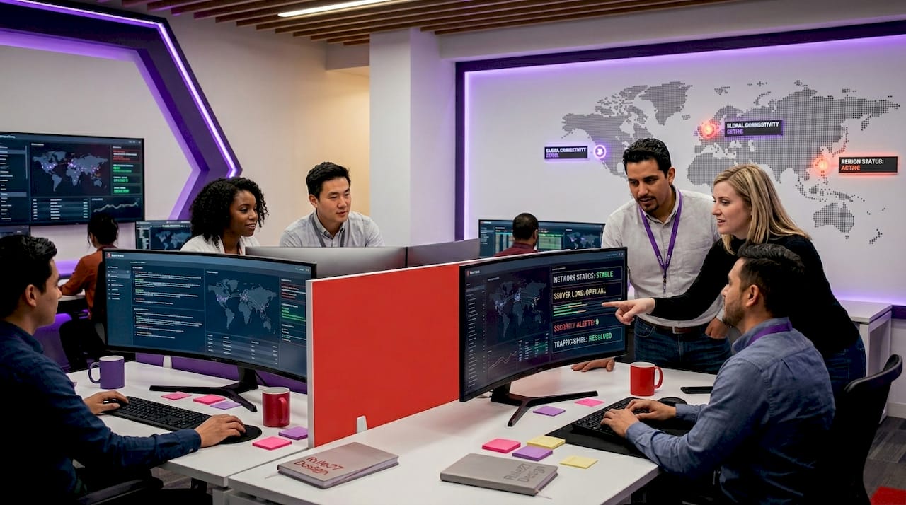 Operators working in digital operations center