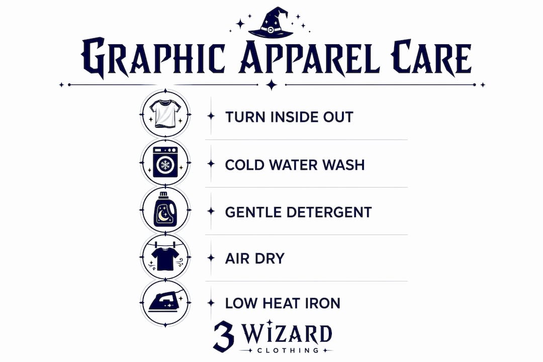 Infographic of key graphic apparel care steps