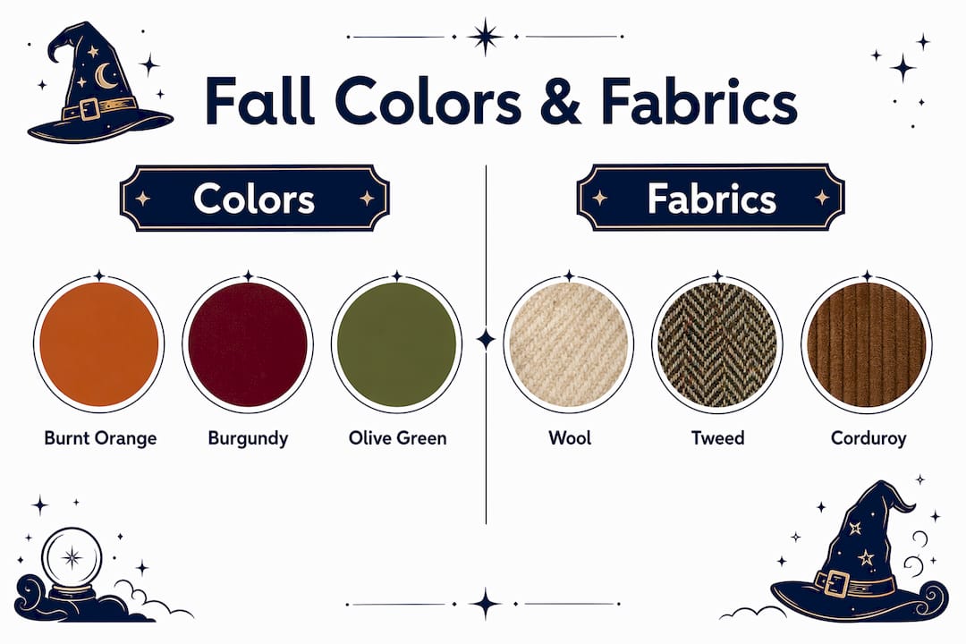 Infographic comparing fall colors and fabrics
