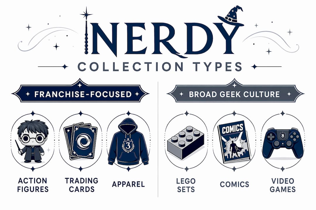 Infographic comparing nerdy collection types