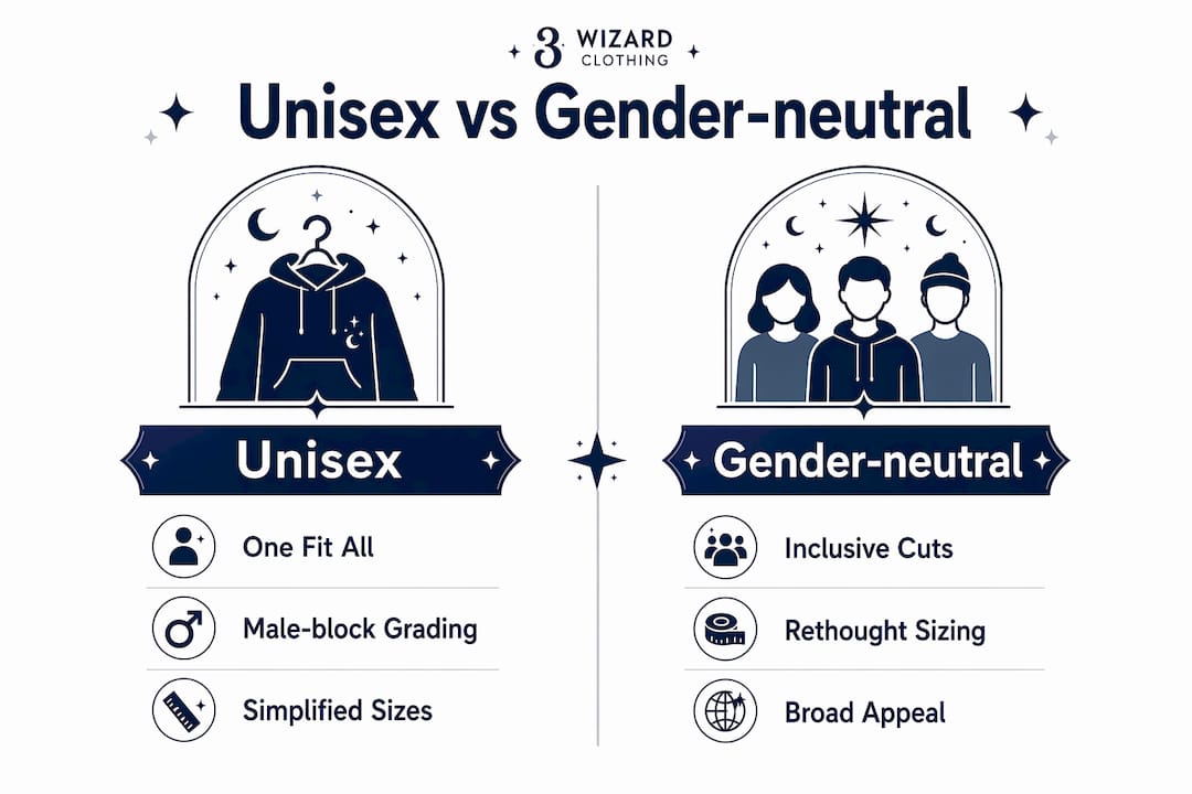 Infographic comparing unisex and gender-neutral clothing