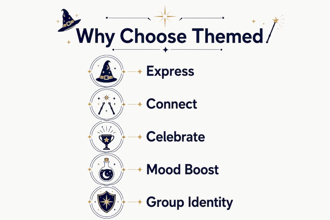 Infographic showing key reasons to choose themed clothing