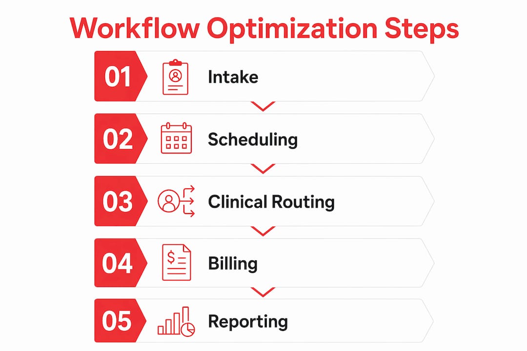 Infographic showing 5 digital patient workflow steps