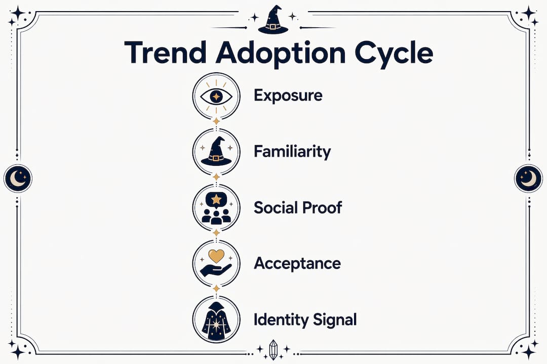 Infographic illustrating trend adoption stages