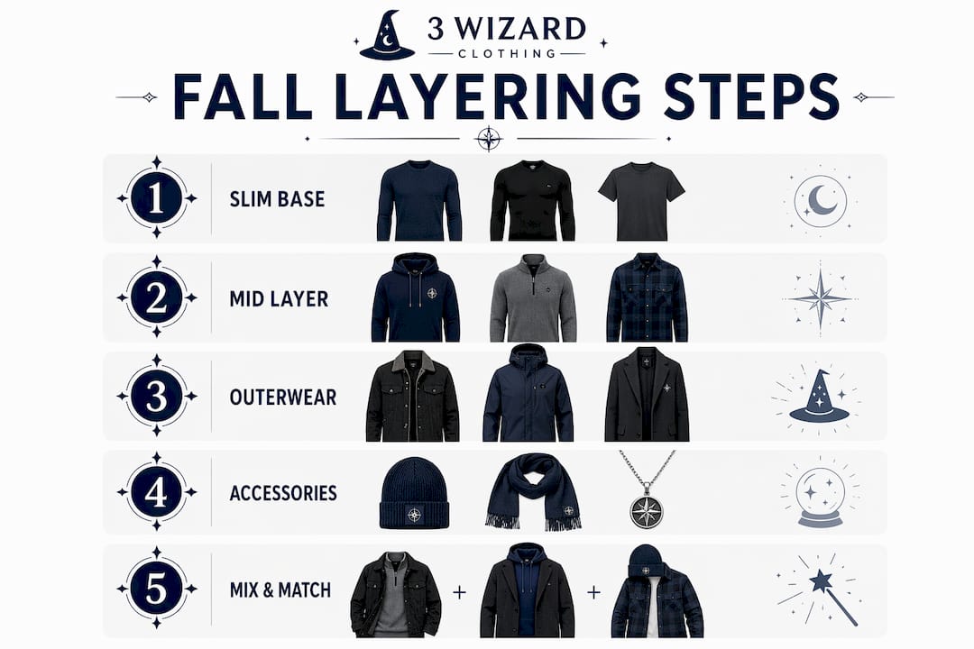 Infographic illustrating fall 2026 layering steps
