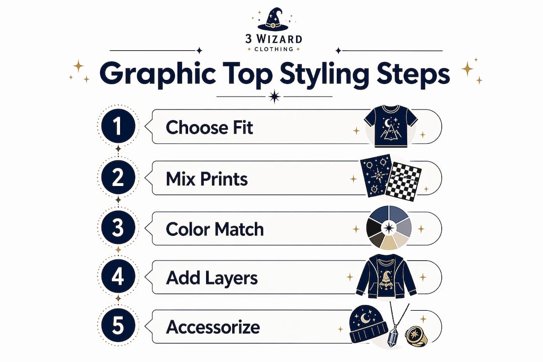 Infographic outlining graphic top styling steps