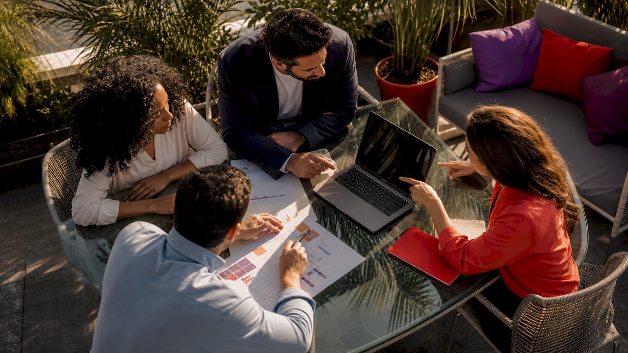Team collaborating on content workflow