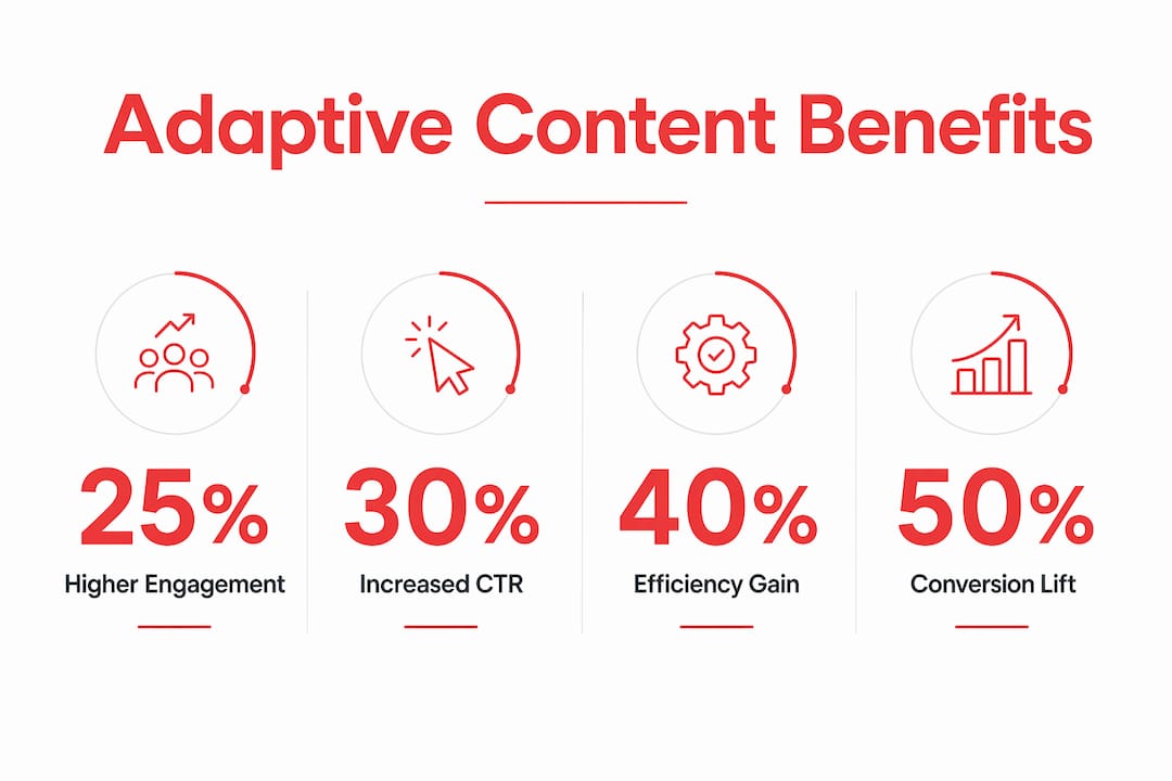Infographic showing key benefits of adaptive content