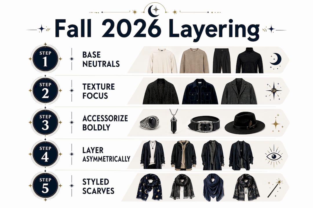 Infographic showing steps for fall 2026 layering