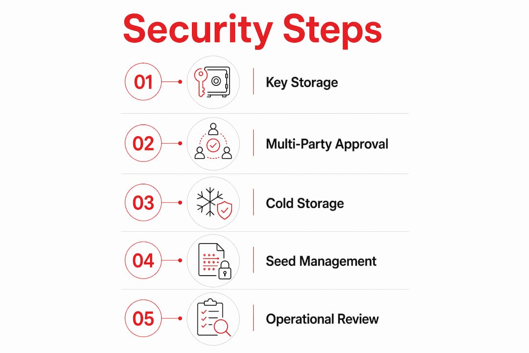 Infographic showing key digital asset security steps