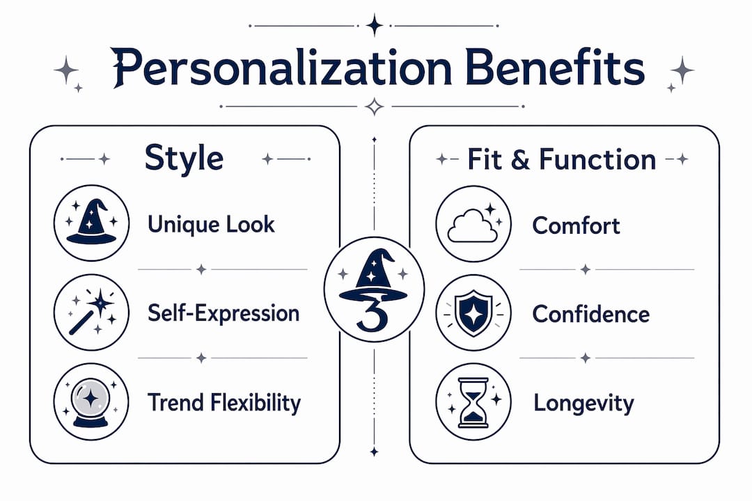 Infographic comparing style and fit benefits