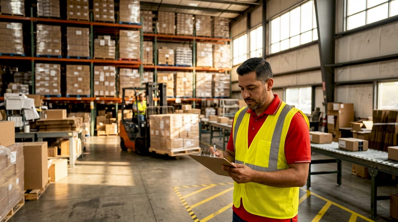 Warehouse manager overseeing ecommerce order fulfillment