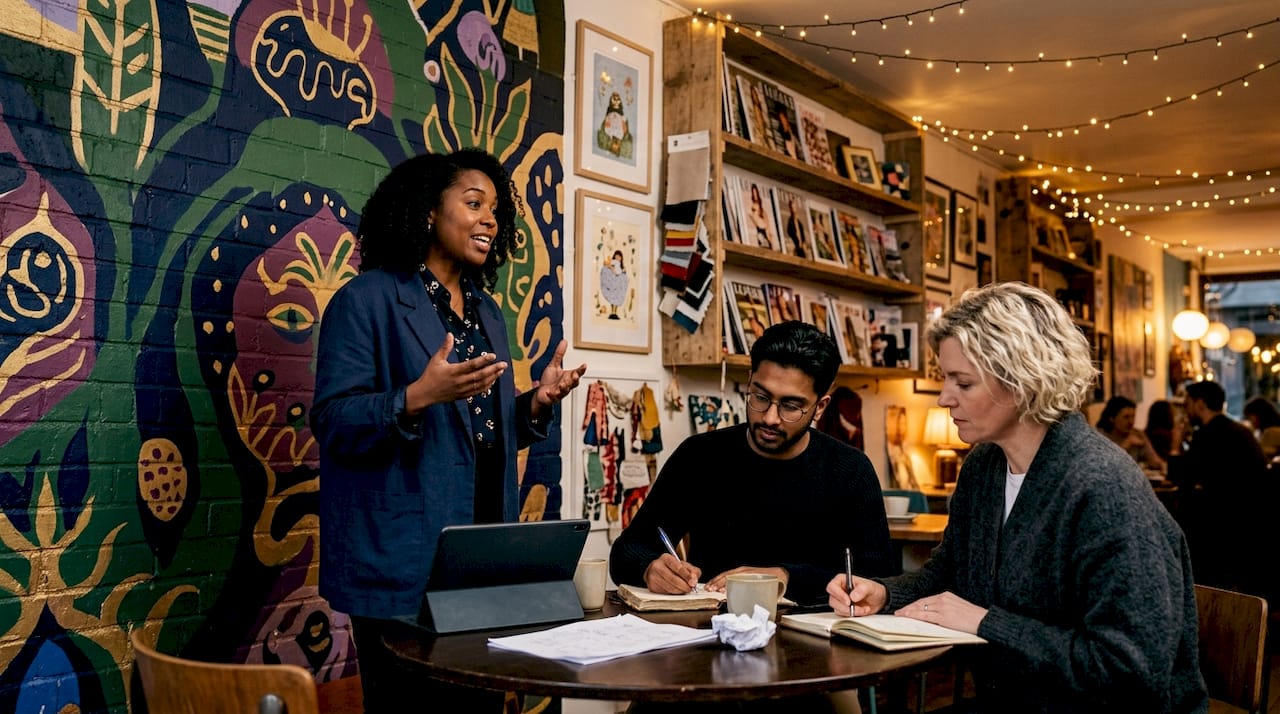 Fashion team discussing brand DNA