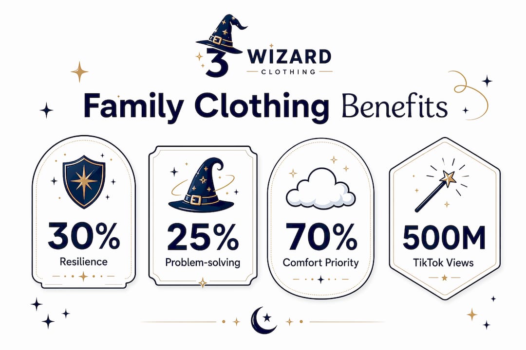 Infographic highlighting key statistics on family fun clothing benefits