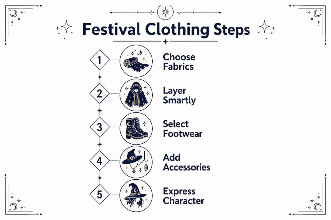 Infographic showing 5 key steps of festival clothing
