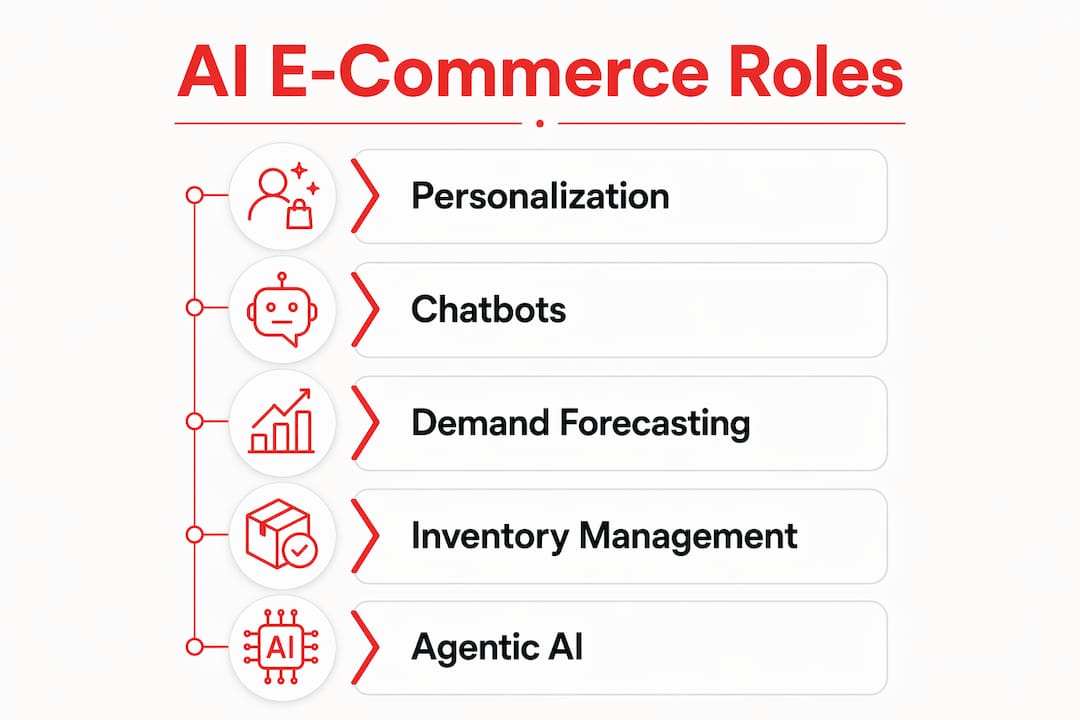 Infographic illustrating AI roles in e-commerce