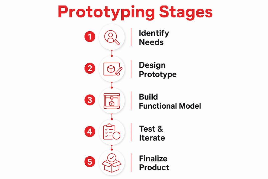 Infographic outlining functional prototyping stages