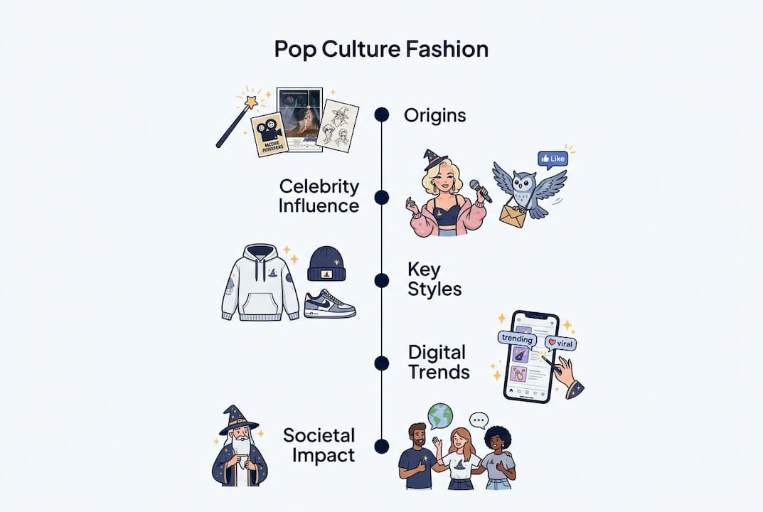 Infographic outlining stages of pop culture fashion
