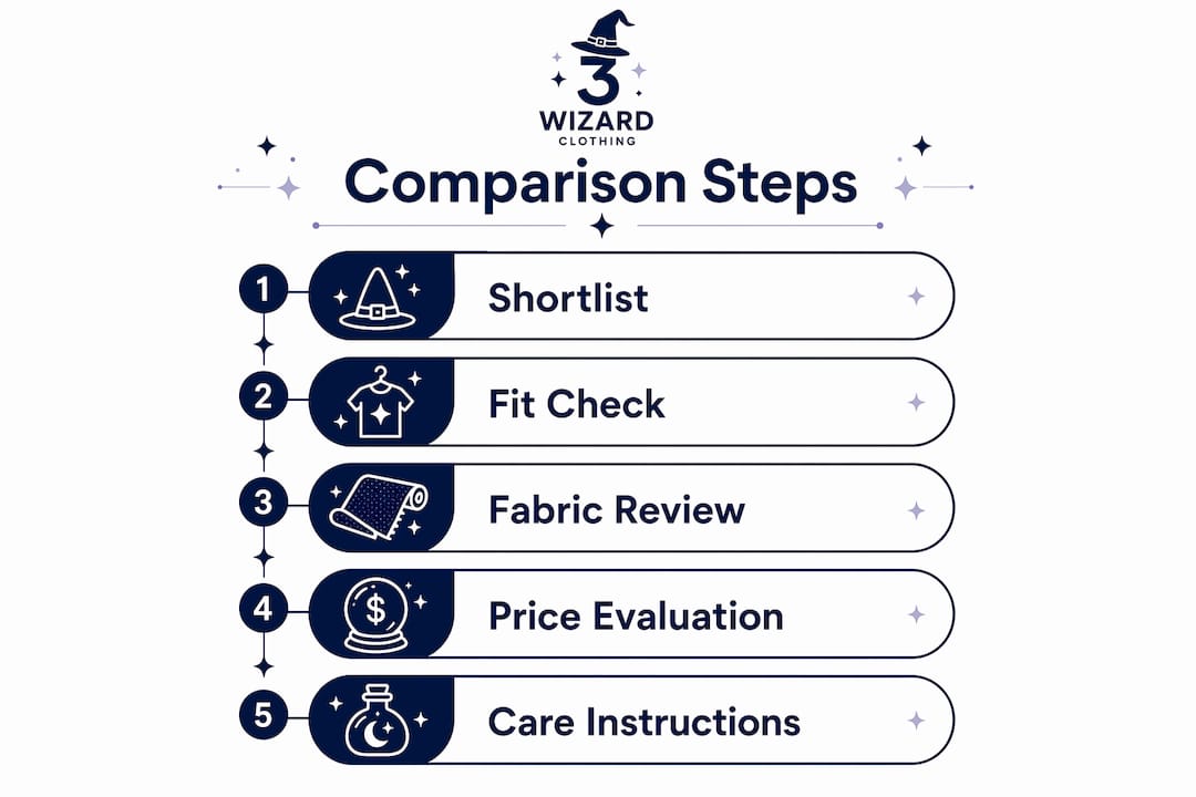 Infographic showing steps to compare apparel