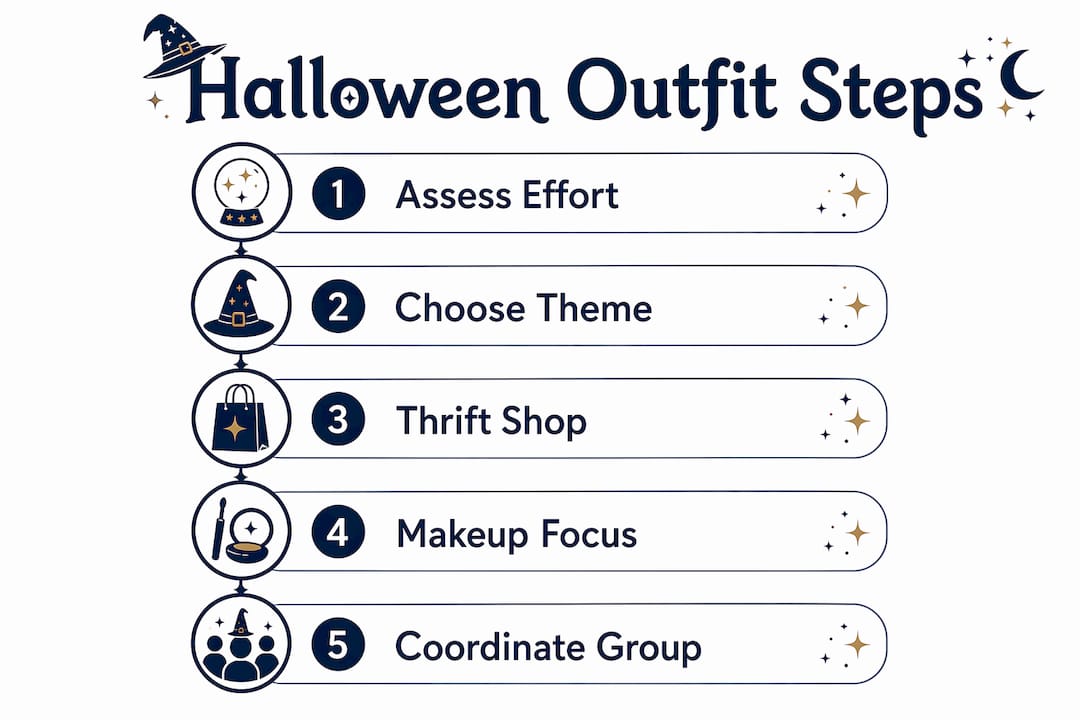 Infographic showing 5 steps for Halloween outfit planning