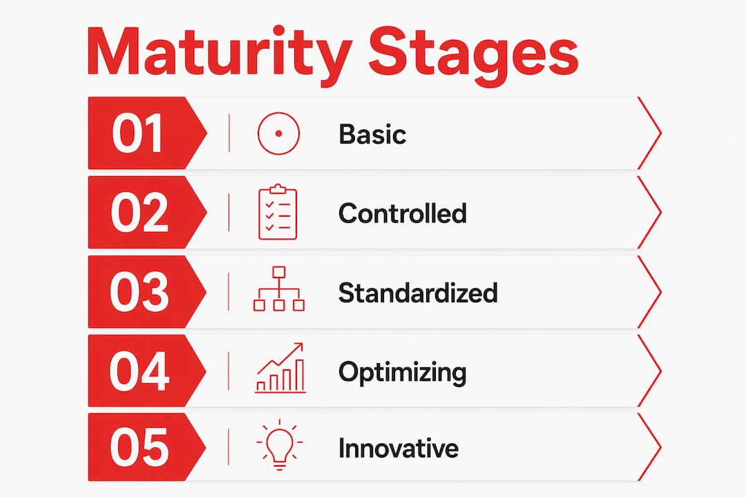 Infographic of digital health maturity model stages