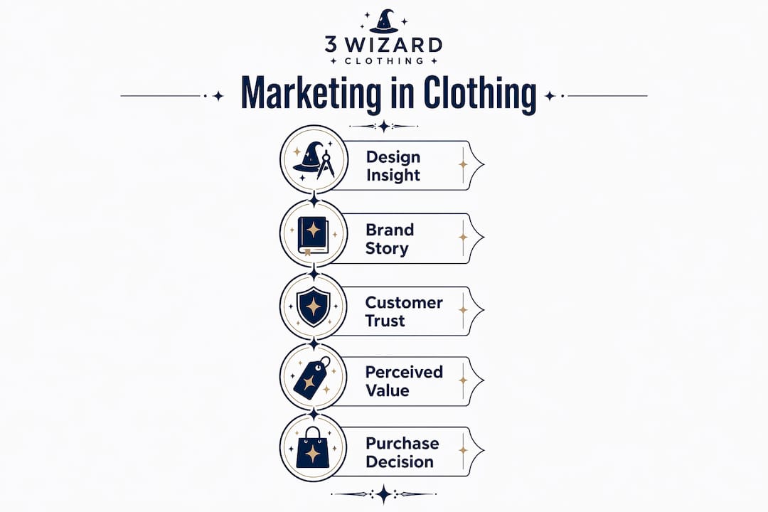 Infographic showing marketing stages in clothing brands