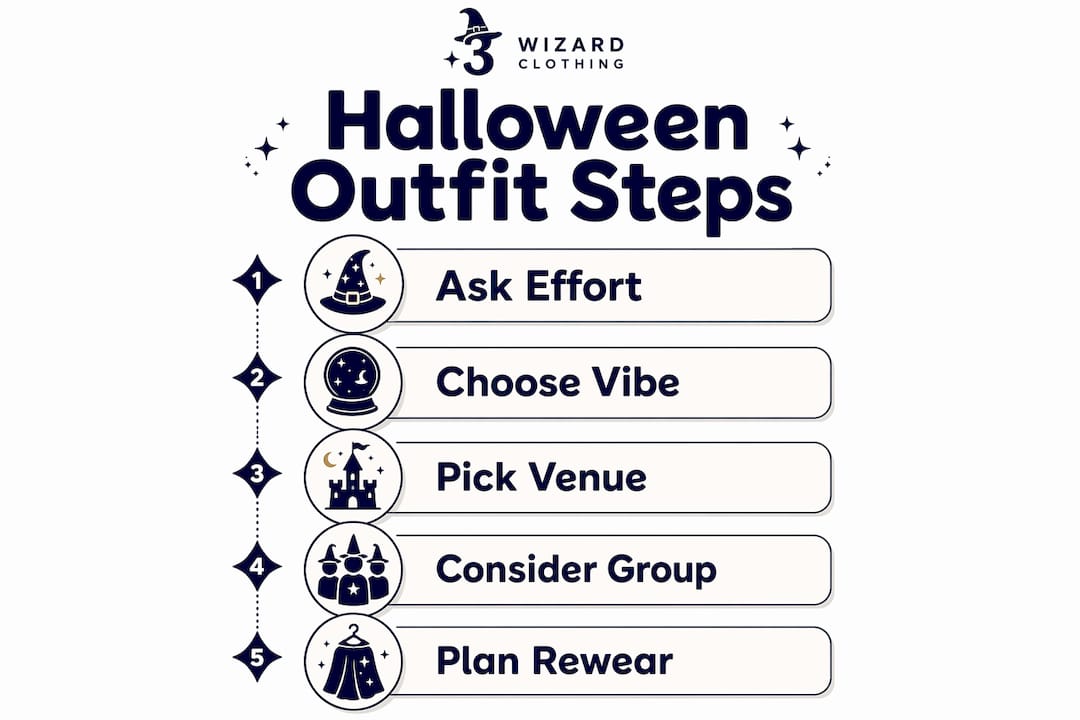 Infographic showing five-step Halloween outfit selection