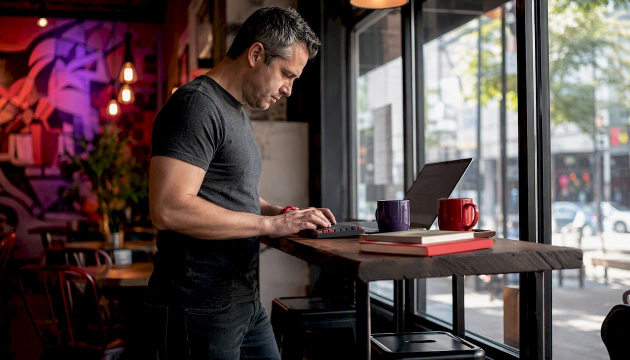 Developer coding headless CMS in home office