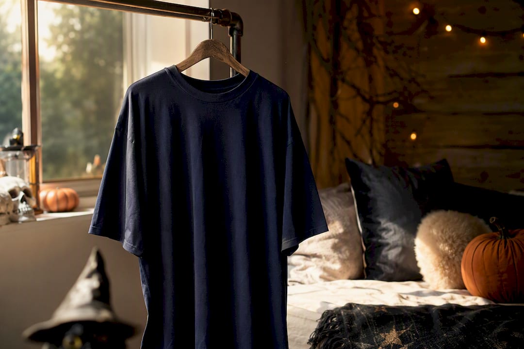 Close-up of relaxed oversized tee on mannequin
