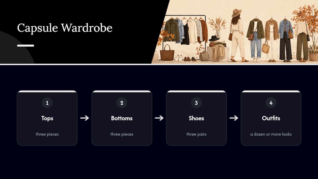 Three-by-three capsule wardrobe structure