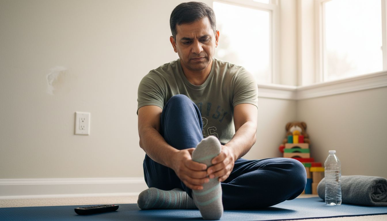 Man doing gentle rehab ankle movement