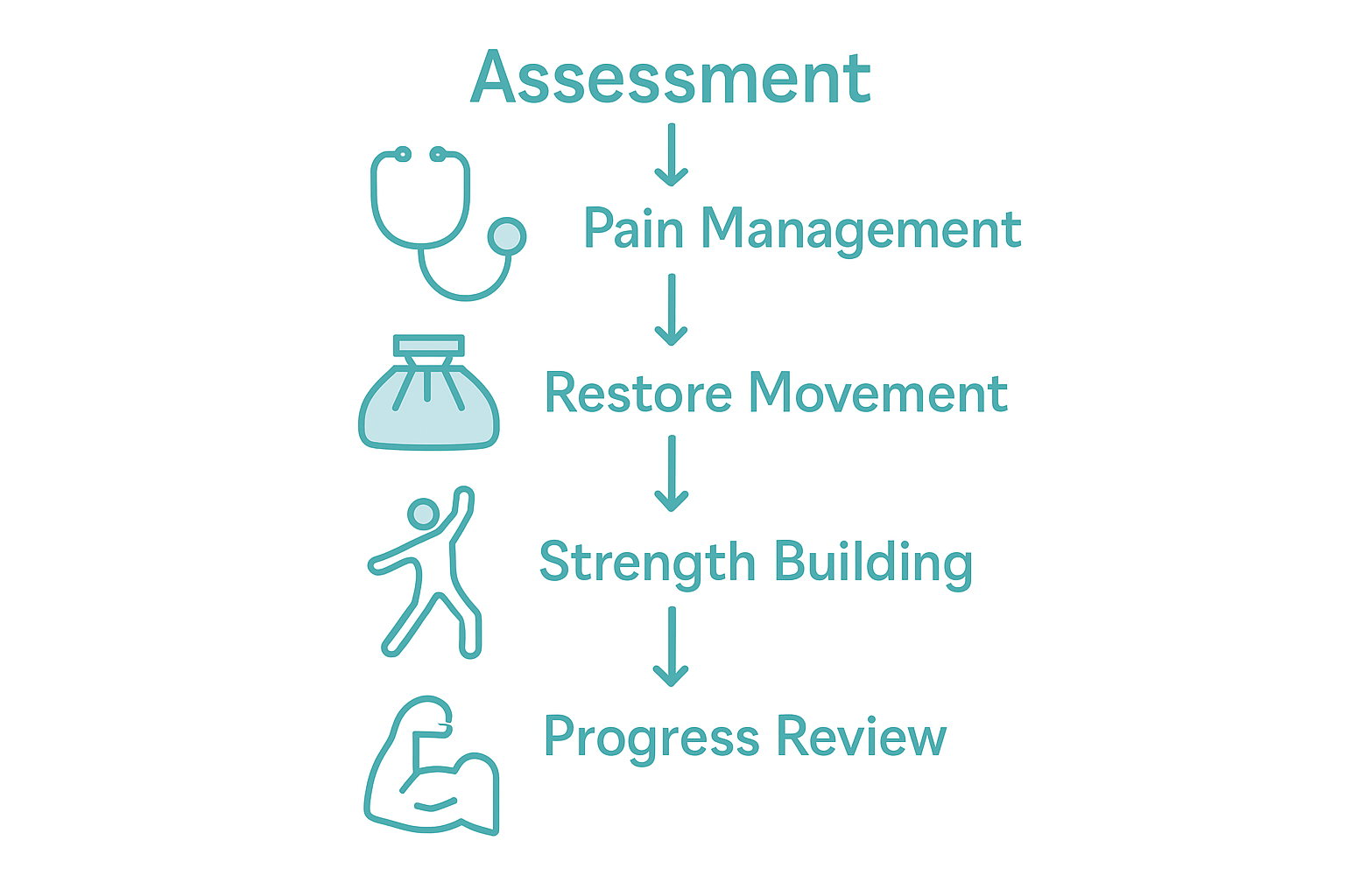 Infographic showing five step rehab process