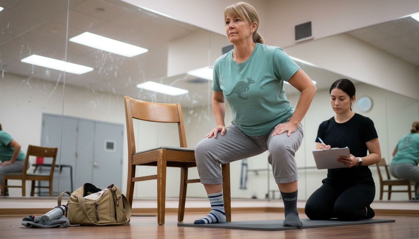 Rehabilitation patient doing single-leg squats