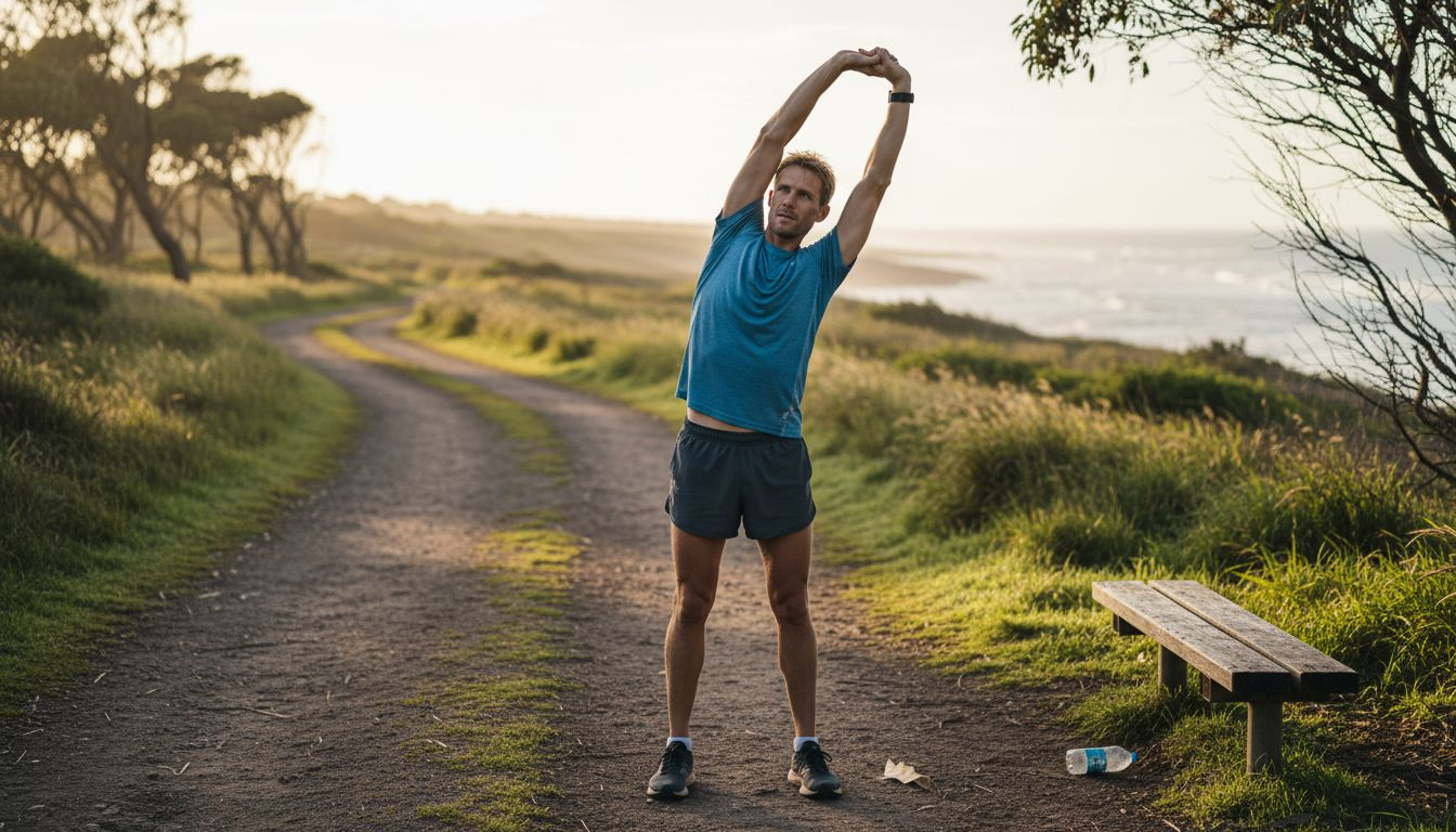 Active Australian stretches back on coastal trail