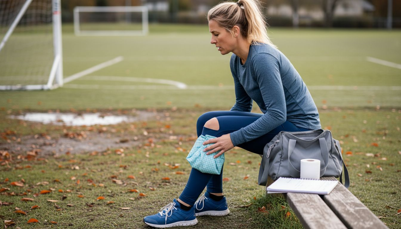 Woman treating fresh sports injury