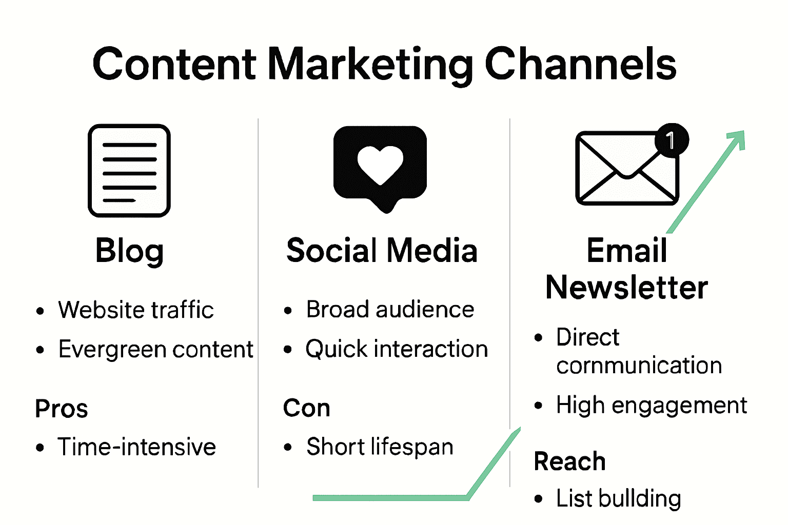 Infographic comparing author content marketing channels