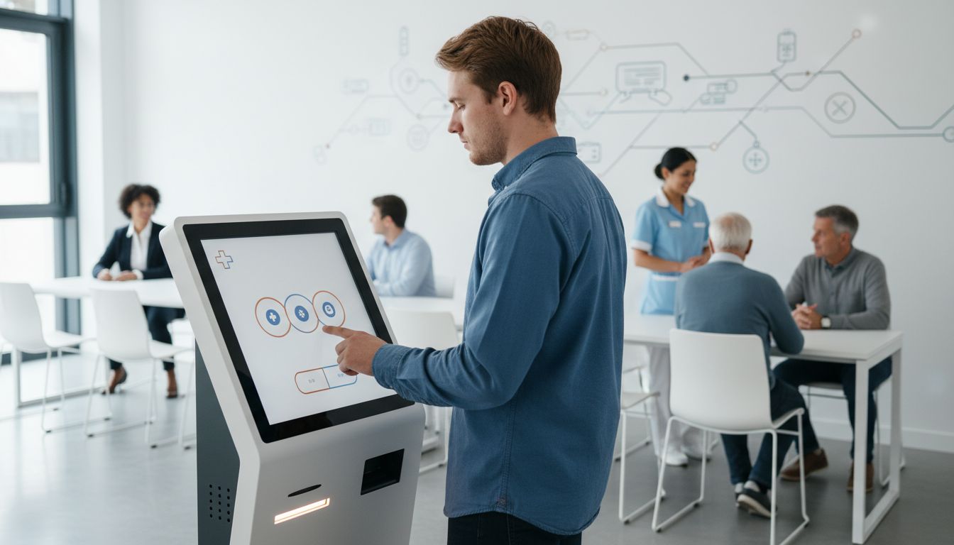 Interaktívny kiosk v zdravotníckom zariadení Interaktívny kiosk v zdravotníckom zariadení pomáha návštevníkovi vybrať potrebnú službu.