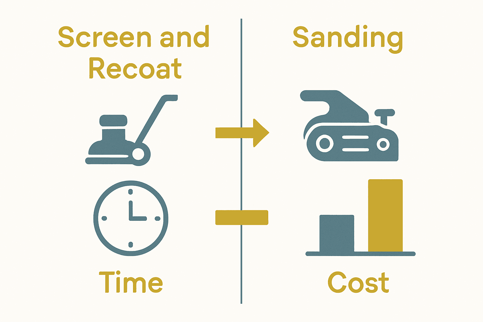 Comparison chart of screen and recoat versus sanding
