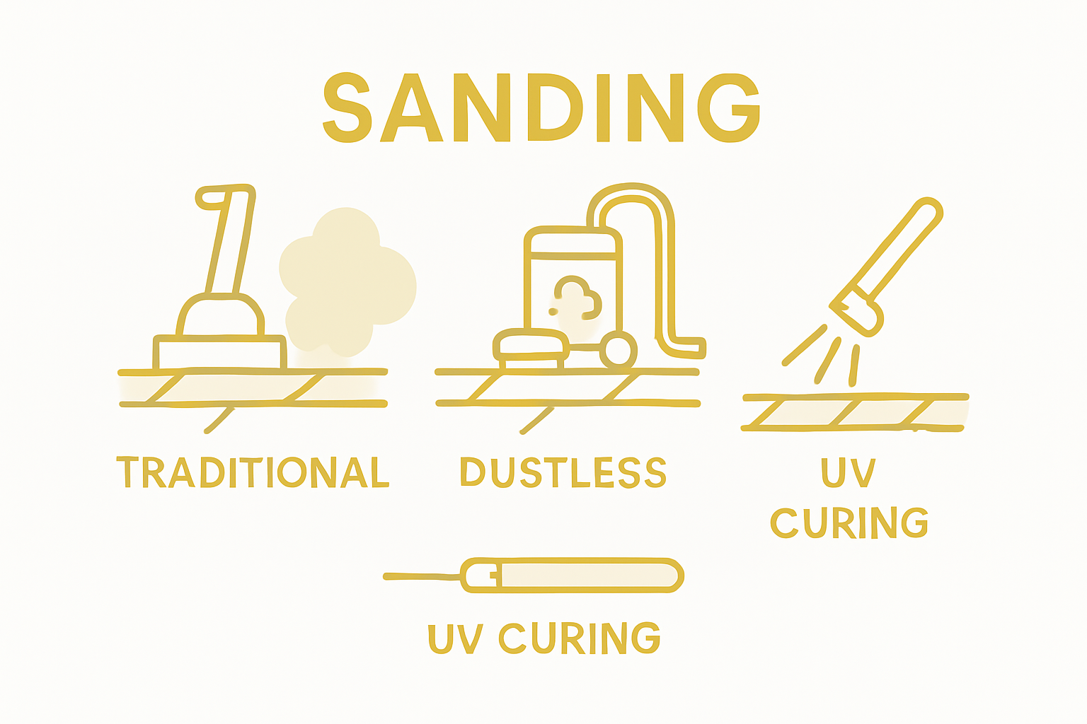 Infographic comparing dustless sanding and UV curing